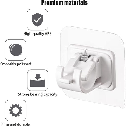 12PCS No Drill Curtain Rod Brackets – Self-Adhesive, Adjustable Design for Easy Installation & Convenient Hanging