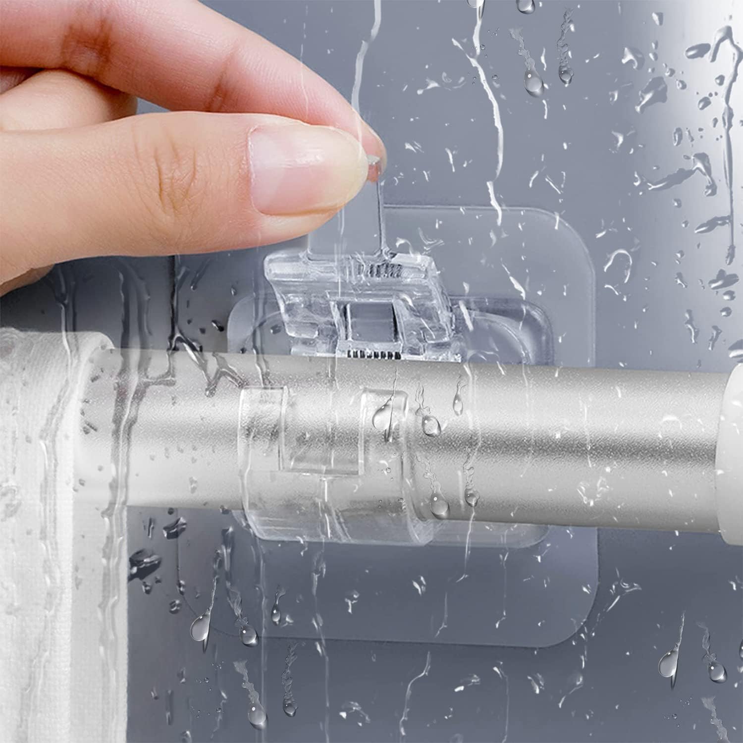 12PCS No Drill Curtain Rod Brackets – Self-Adhesive, Adjustable Design for Easy Installation & Convenient Hanging