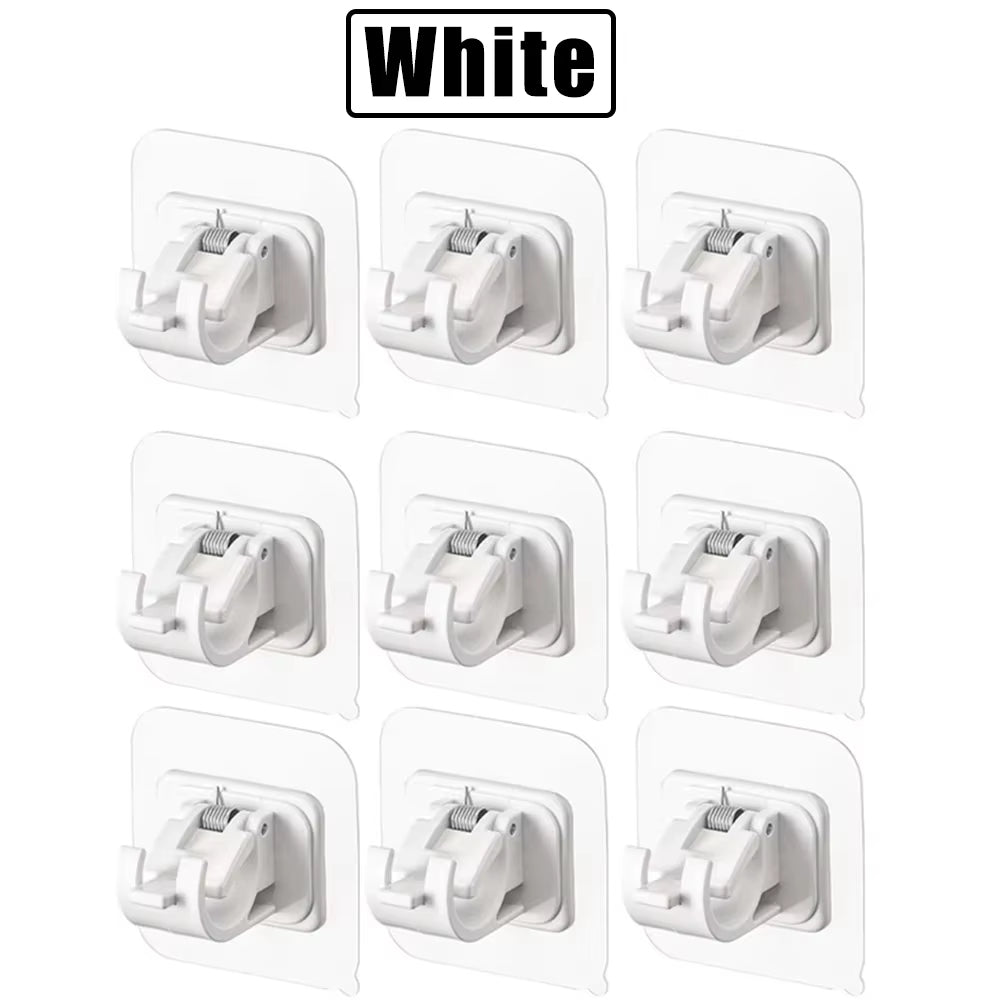 12PCS No Drill Curtain Rod Brackets – Self-Adhesive, Adjustable Design for Easy Installation & Convenient Hanging