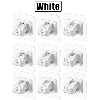 12PCS No Drill Curtain Rod Brackets – Self-Adhesive, Adjustable Design for Easy Installation & Convenient Hanging