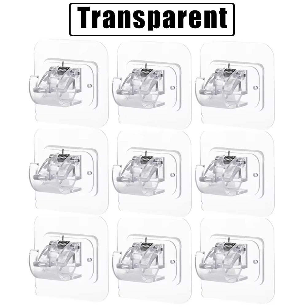 12PCS No Drill Curtain Rod Brackets – Self-Adhesive, Adjustable Design for Easy Installation & Convenient Hanging