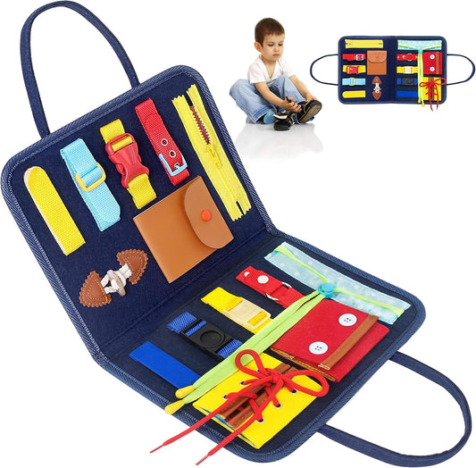 14 in 1 Montessori Busy Board for Ages 2+, Non-toxic, Lightweight & Portable
