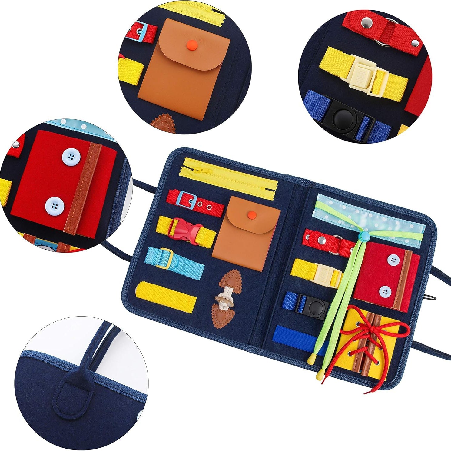 14 in 1 Montessori Busy Board for Ages 2+, Non-toxic, Lightweight & Portable