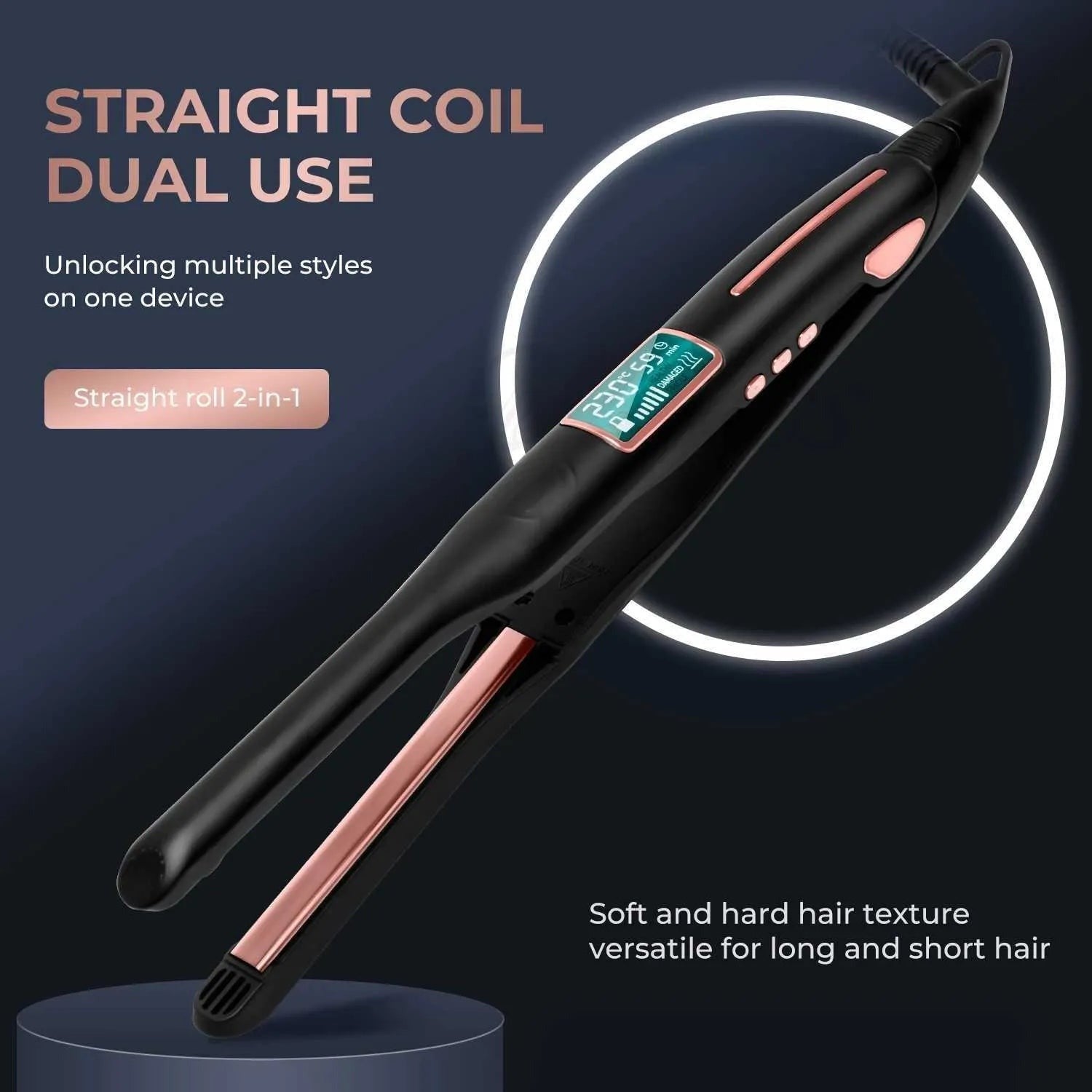 2 in 1 Mini Hair Straightener Travel Pencil Straightener for Short Hair