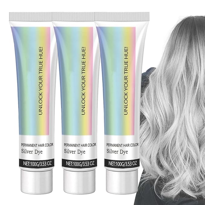 2-in-1 Natural Extract Silver Hair Color Cream with Trendy Silver Effect, Plant-Based Ingredients, and Easy At-Home Use