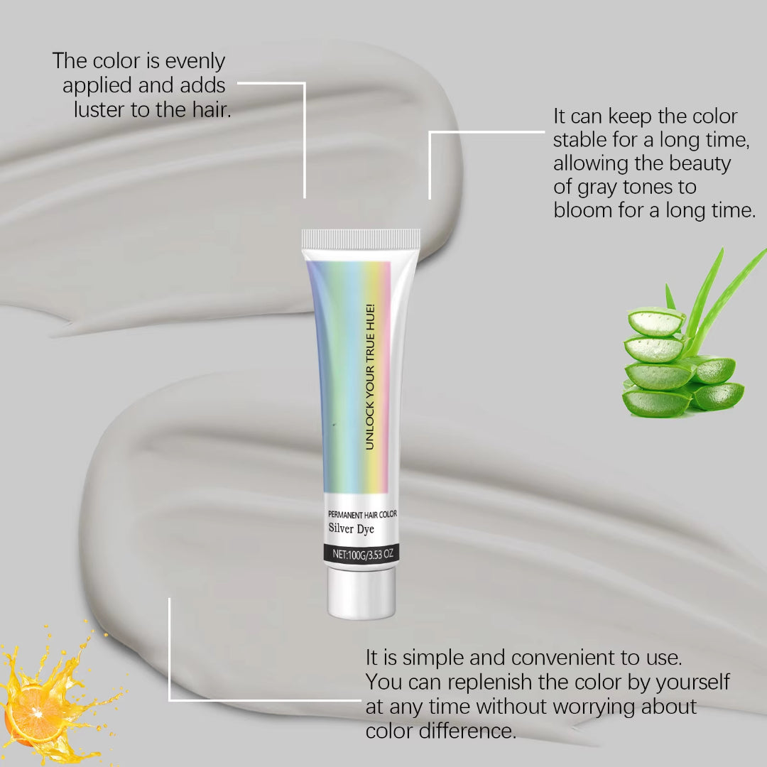 2-in-1 Natural Extract Silver Hair Color Cream with Trendy Silver Effect, Plant-Based Ingredients, and Easy At-Home Use