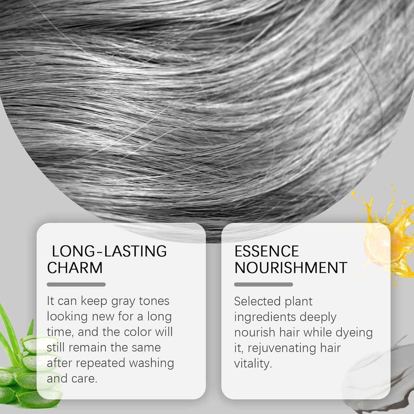 2-in-1 Natural Extract Silver Hair Color Cream with Trendy Silver Effect, Plant-Based Ingredients, and Easy At-Home Use