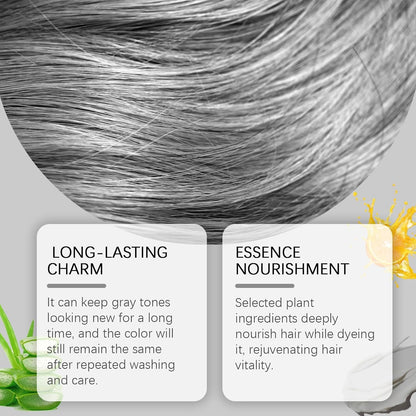 2-in-1 Natural Extract Silver Hair Color Cream with Trendy Silver Effect, Plant-Based Ingredients, and Easy At-Home Use