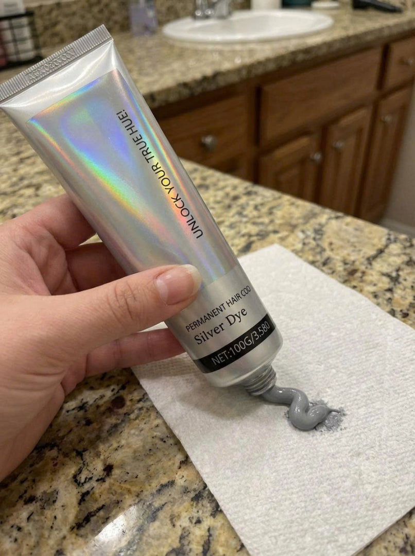 2-in-1 Natural Extract Silver Hair Color Cream with Trendy Silver Effect, Plant-Based Ingredients, and Easy At-Home Use