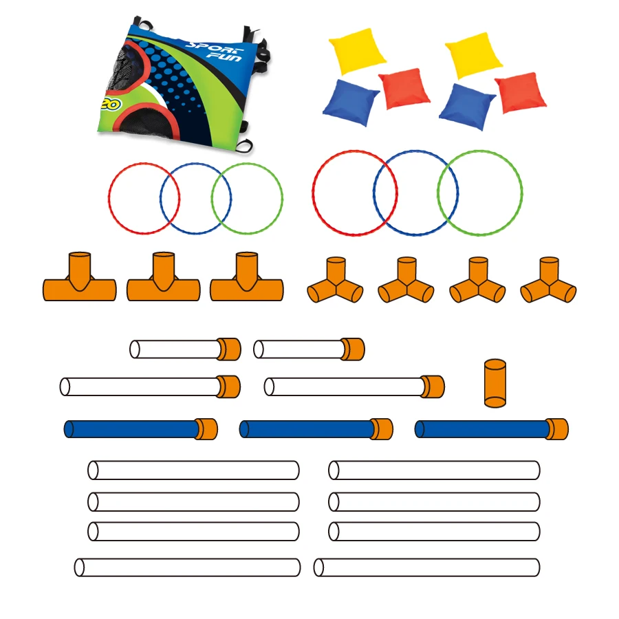 2-in-1 Outdoor Toss Game, Portable Cornhole Throwing Circle Ferrule Board Set, Safe for Ages 3+
