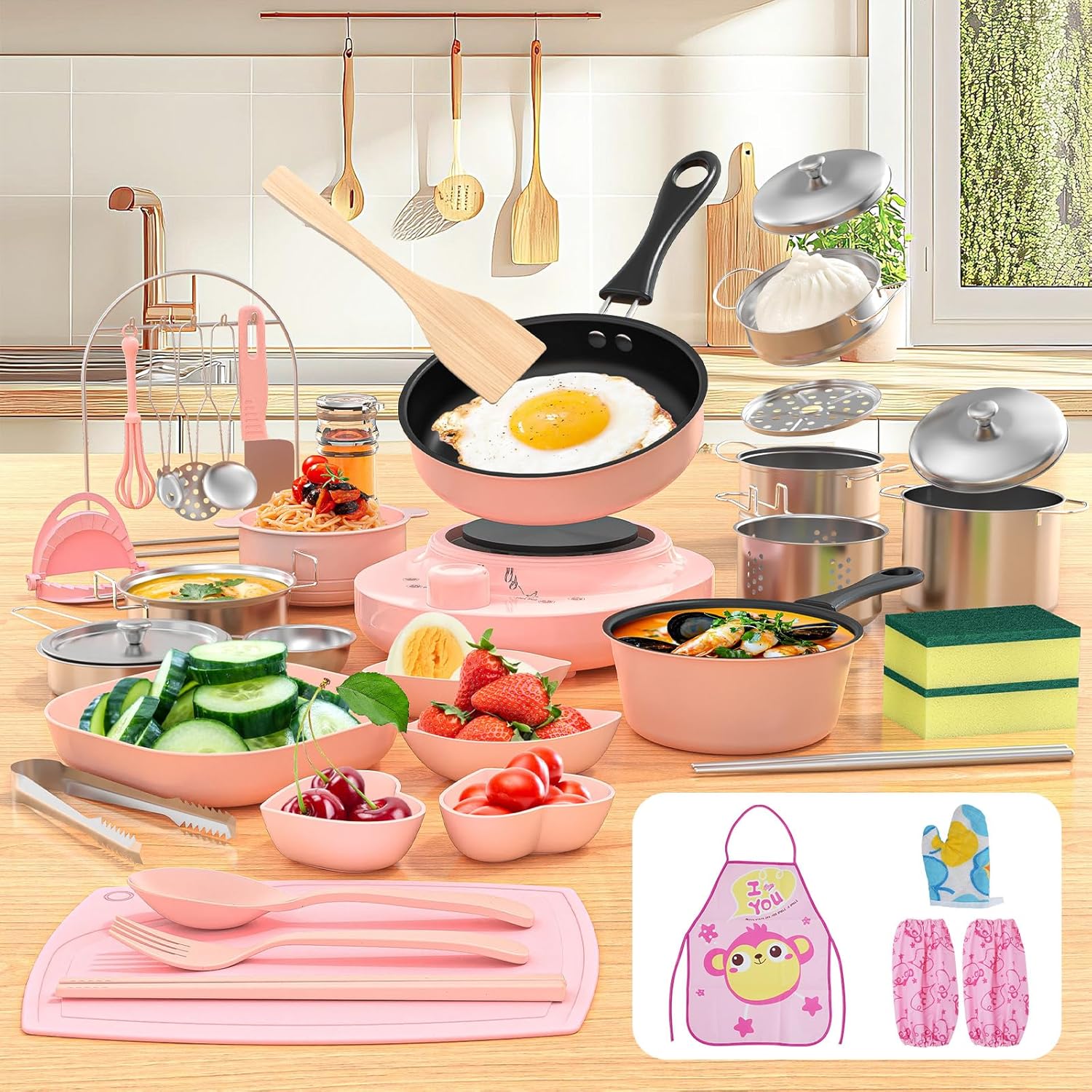 22 PCS Real Cooking Mini Kitchen Toys, Safe for Ages 3+