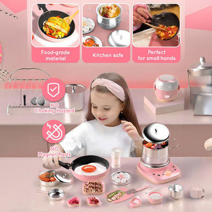 22 PCS Real Cooking Mini Kitchen Toys, Safe for Ages 3+