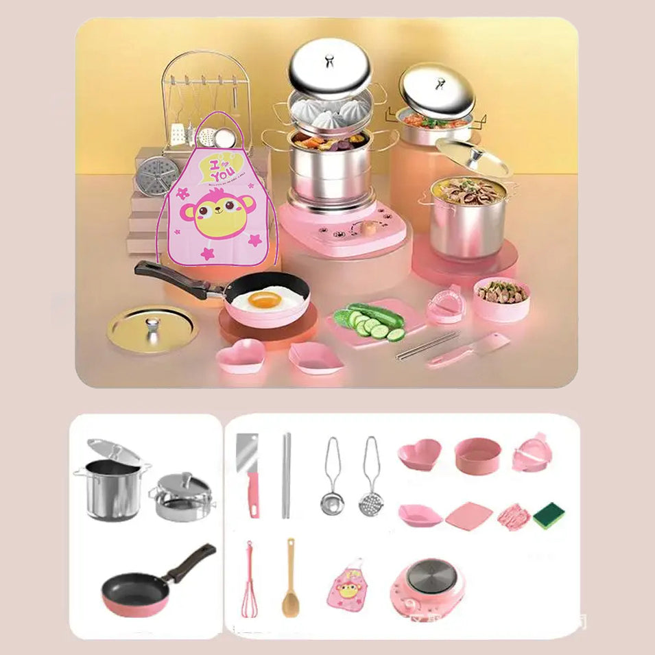 22 PCS Real Cooking Mini Kitchen Toys, Safe for Ages 3+
