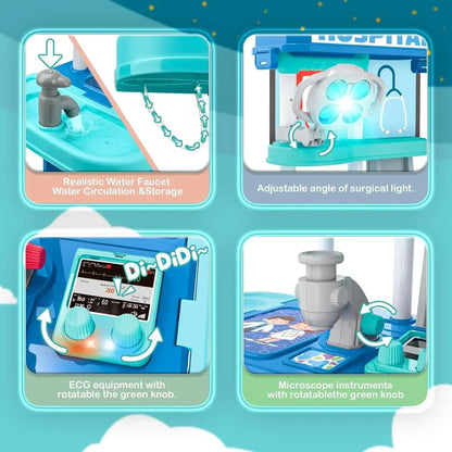 22 Pcs Educational Pretend Medical Station Set Doctor, Realistic Tools, Foldable Trolley, Safe for Kids 3+