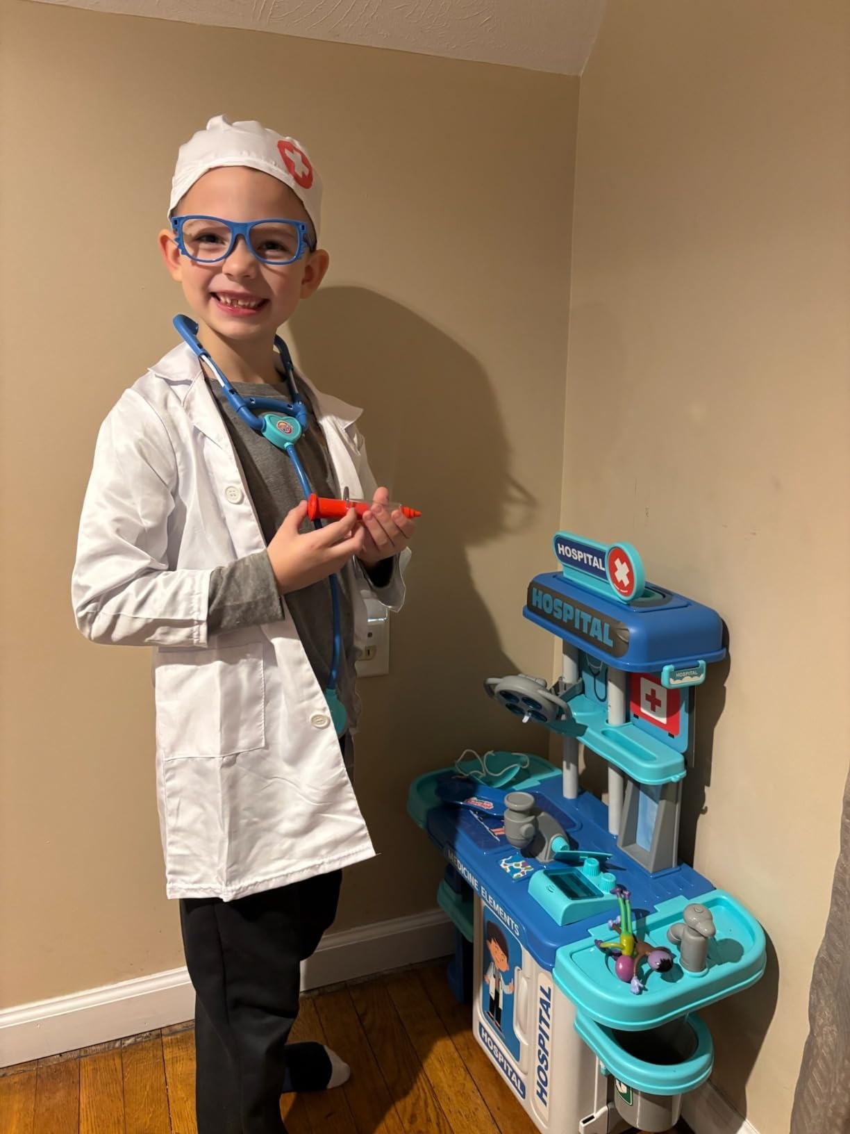 22 Pcs Educational Pretend Medical Station Set Doctor, Realistic Tools, Foldable Trolley, Safe for Kids 3+