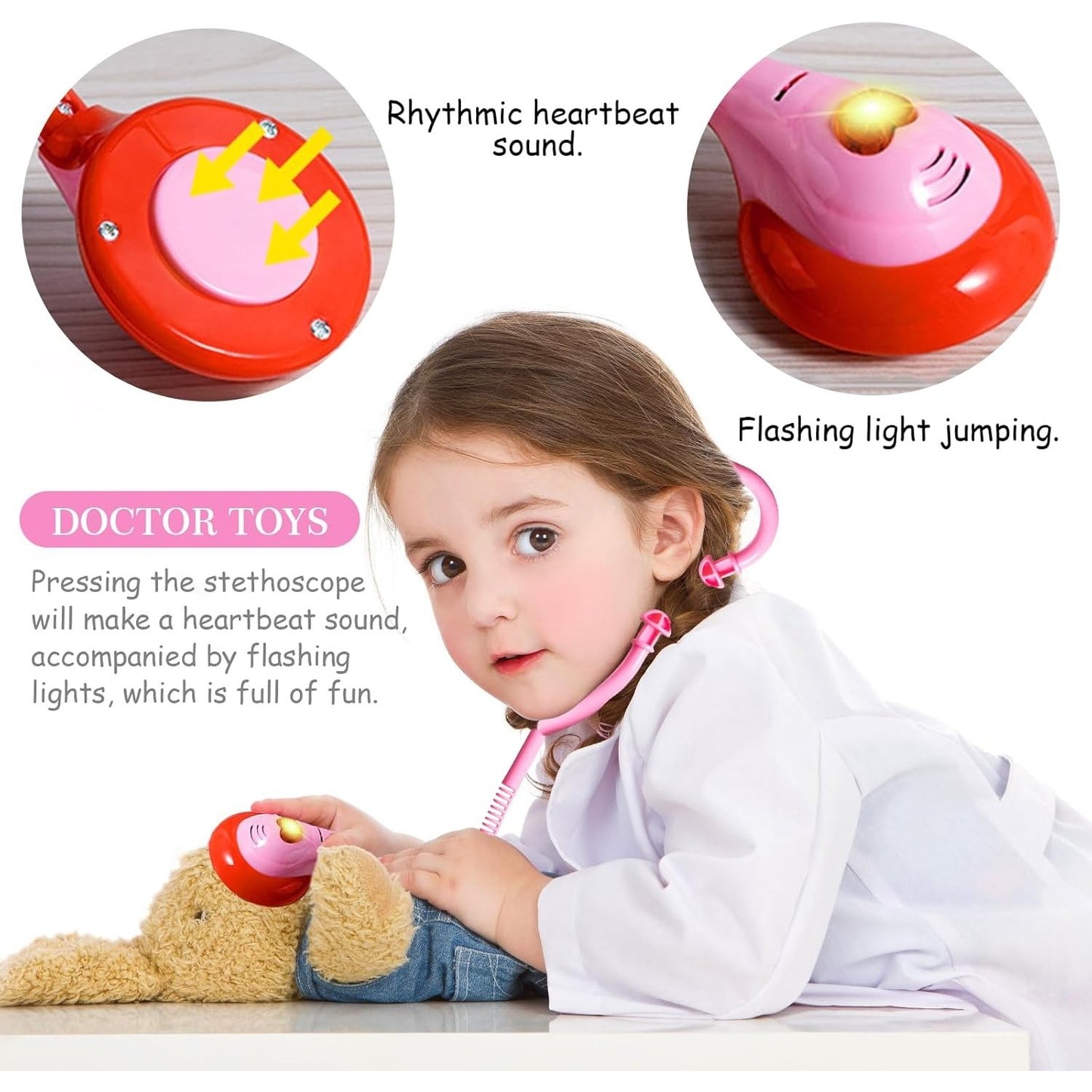 2 - in - 1 Doctor and Dentist Carrycase Kids Role Play Set Education Kit with Lights Sounds Functions Perfect Birthday Christmas Gift for Kids
