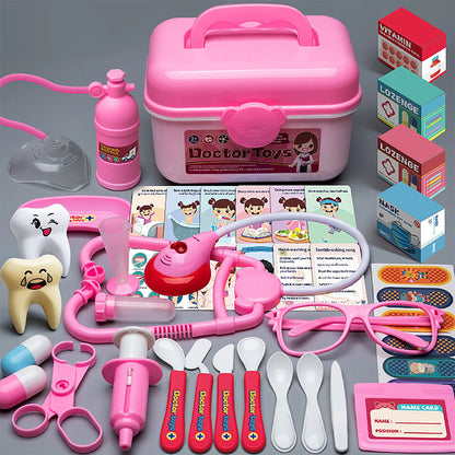 2 - in - 1 Doctor and Dentist Carrycase Kids Role Play Set Education Kit with Lights Sounds Functions Perfect Birthday Christmas Gift for Kids