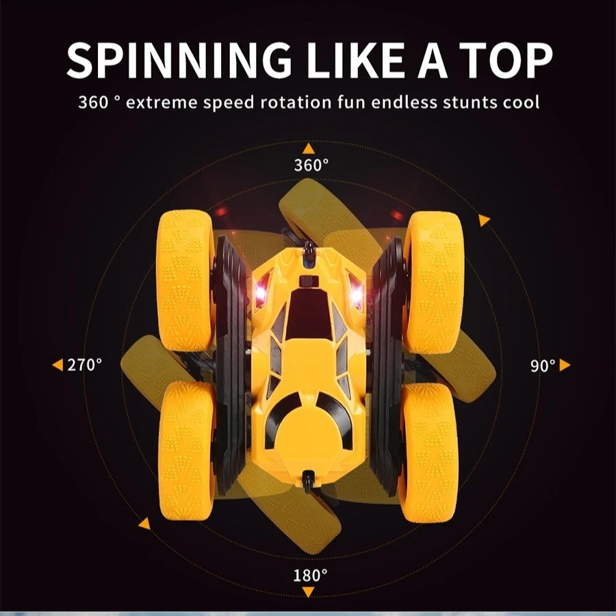 2,4G Remote Control Stunt Car with 360° Rotation, Double Sided Driving, Safe for Ages 6+