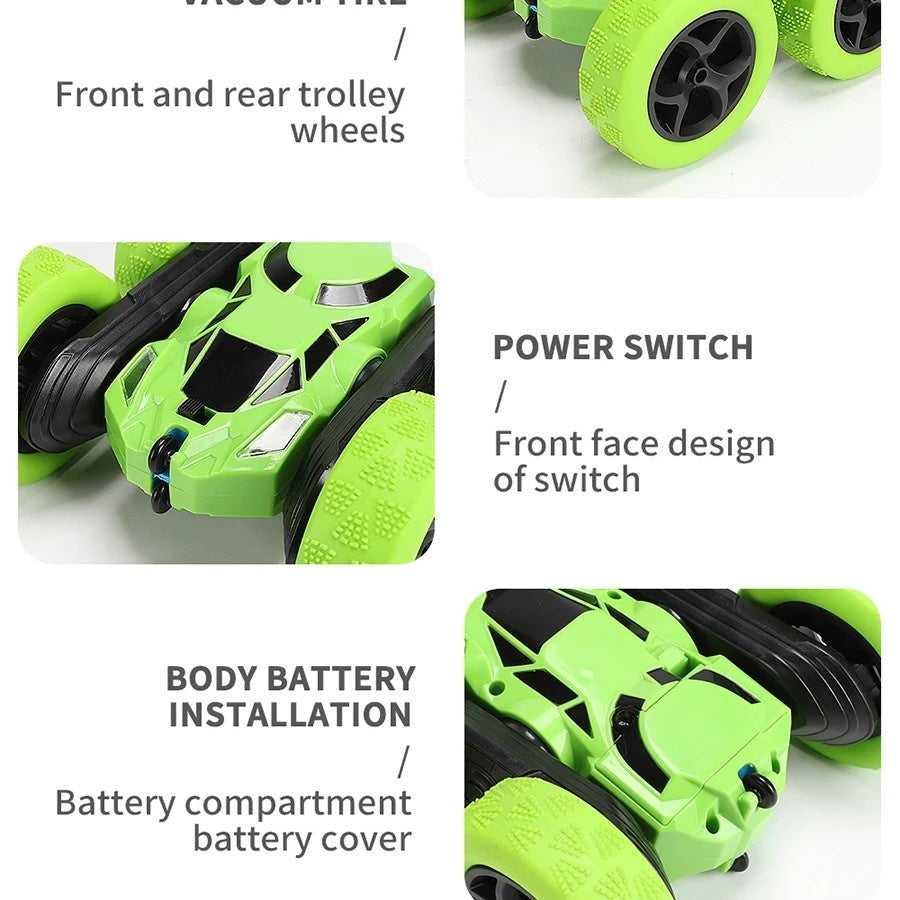 2,4G Remote Control Stunt Car with 360° Rotation, Double Sided Driving, Safe for Ages 6+