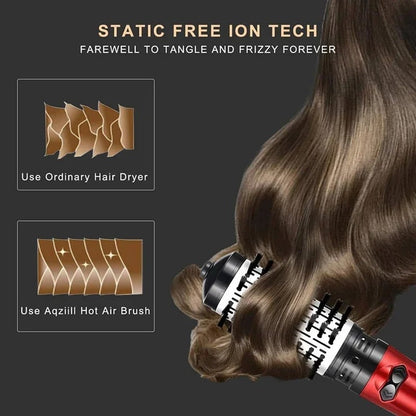 3 in 1 Straightener Hot Air Brush with Rotating Function, Negative Ion Technology, and Detachable Brush Heads