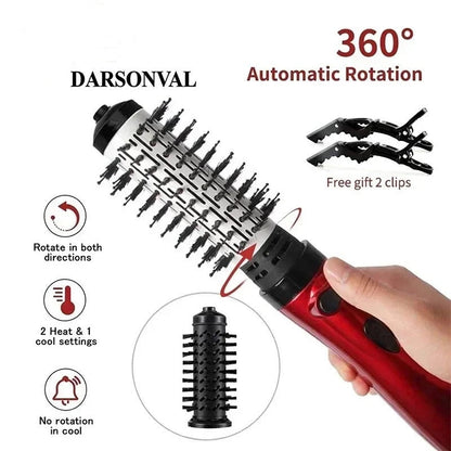 3 in 1 Straightener Hot Air Brush with Rotating Function, Negative Ion Technology, and Detachable Brush Heads