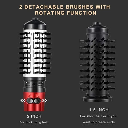 3 in 1 Straightener Hot Air Brush with Rotating Function, Negative Ion Technology, and Detachable Brush Heads