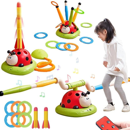 3-in-1 Active Play Toy – Jump, Ring Toss & Rocket Launch with Musical & Remote-Controlled, Easy to Assemble, Safe for Ages 3+