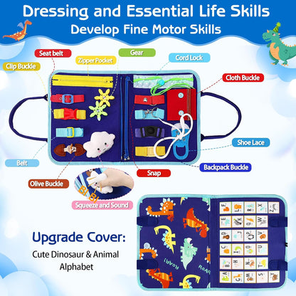 8-in-1 DIY Montessori Busy Board for Ages 2-6 – Non-toxic, Portable, Cartoon Design