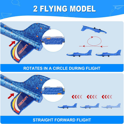 3 Pack Airplane Launcher Toys, Foam Planes, Fly Up to 15m, Safe for Ages 3+
