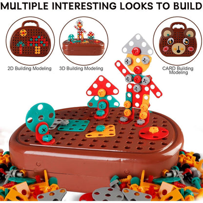 204pcs Magic Montessori Play Toolbox Toy with Electric Drill, Safe for Ages 3+