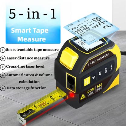 5-in-1 Digital Bluetooth Laser Tape Measure – Smart Electronic Measuring Tool with App Sync