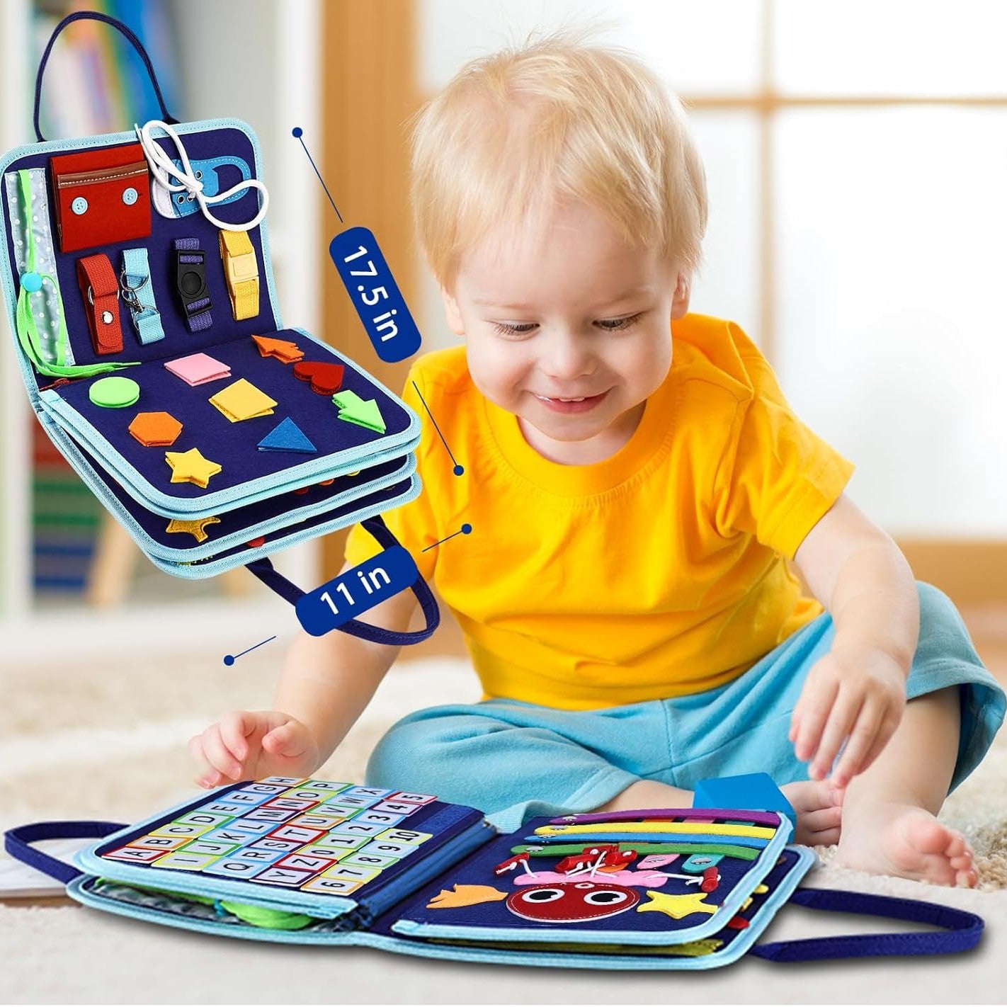 8-in-1 DIY Montessori Busy Board for Ages 2-6 – Non-toxic, Portable, Cartoon Design