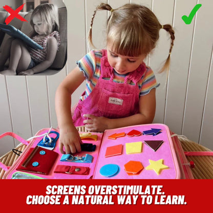 8-in-1 DIY Montessori Busy Board for Ages 2-6 – Non-toxic, Portable, Cartoon Design