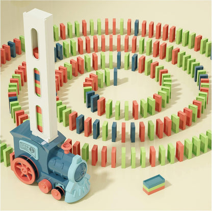 63 PCS Domino Train Toy Set with Sound & Light, Automatic Laying, Safe for Kids Ages 3+