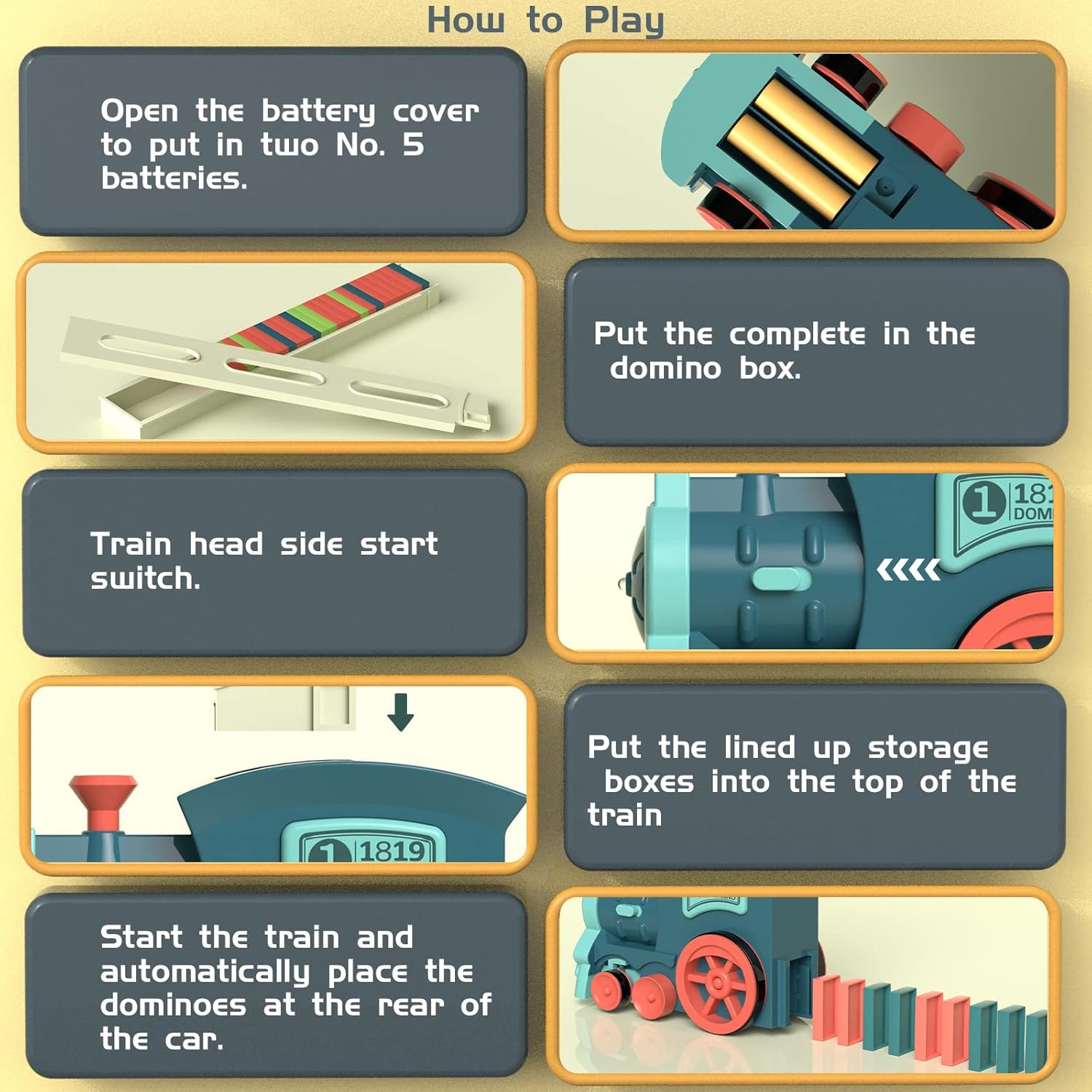 63 PCS Domino Train Toy Set with Sound & Light, Automatic Laying, Safe for Kids Ages 3+