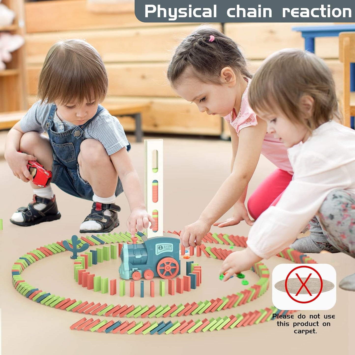 63 PCS Domino Train Toy Set with Sound & Light, Automatic Laying, Safe for Kids Ages 3+