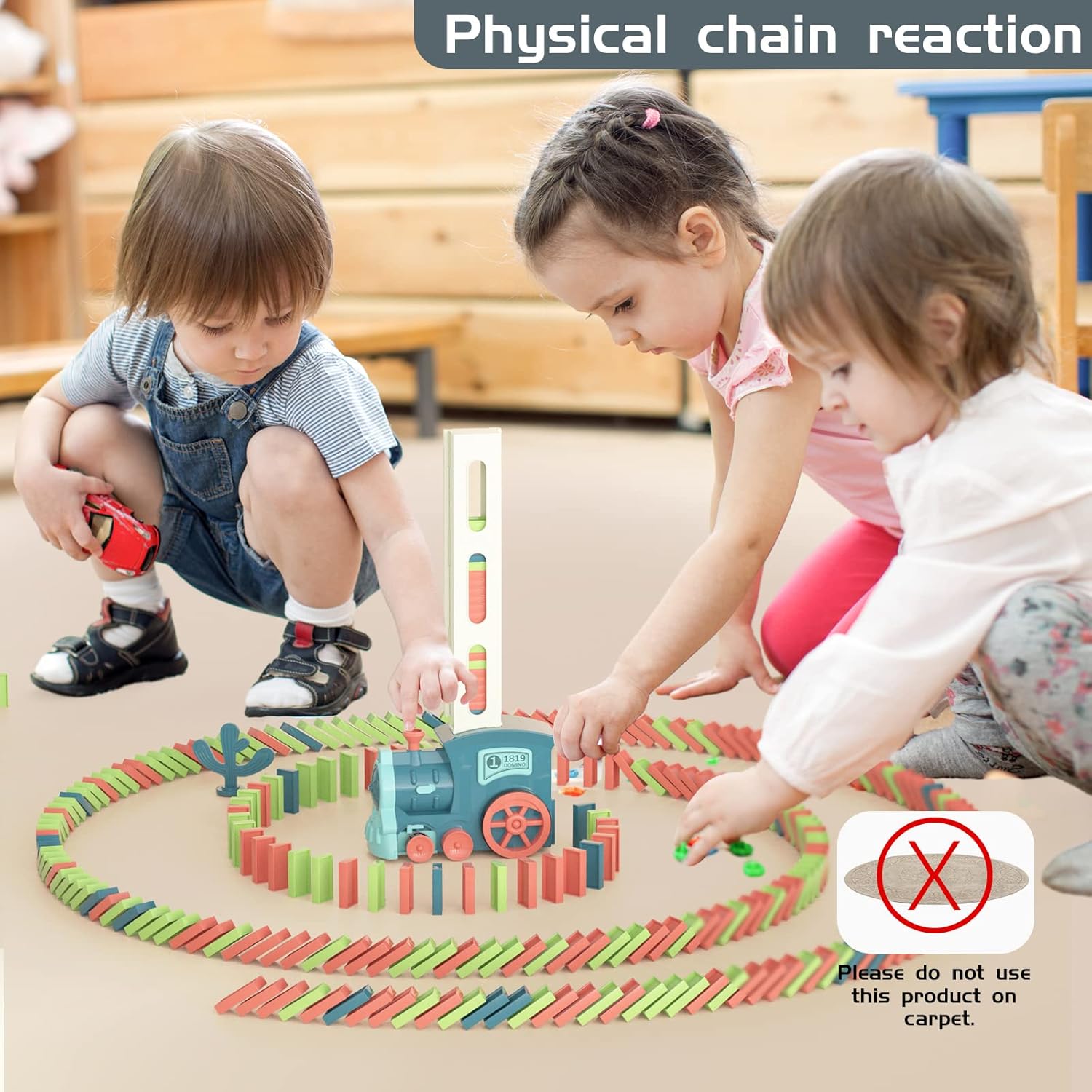 63 PCS Domino Train Toy Set with Sound & Light, Automatic Laying, Safe for Kids Ages 3+