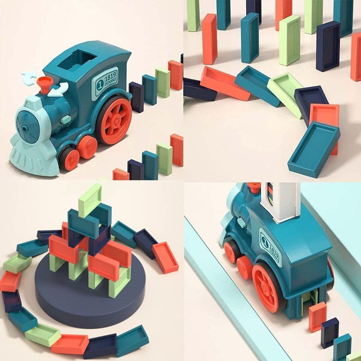 63 PCS Domino Train Toy Set with Sound & Light, Automatic Laying, Safe for Kids Ages 3+