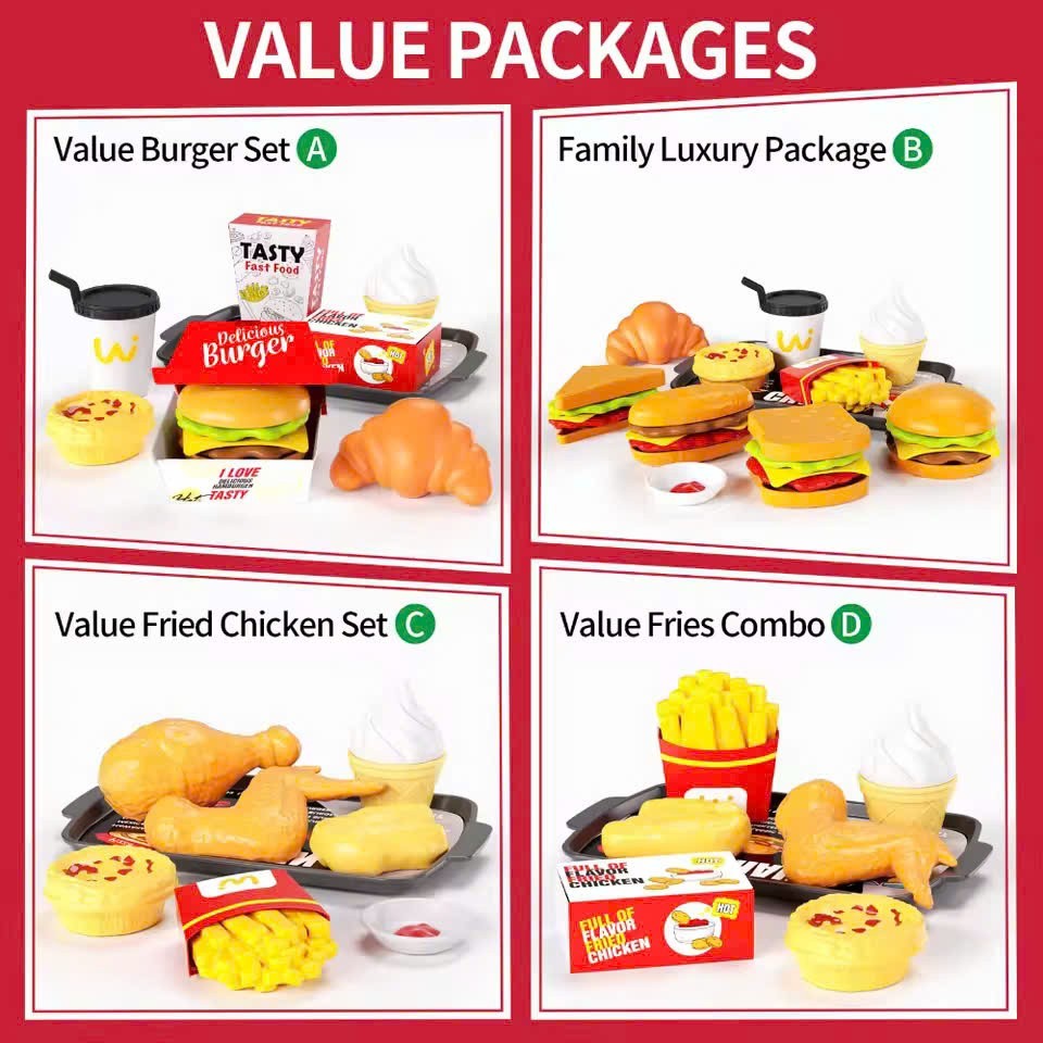 71 Pcs Kids Fast Food Playset Caterer Kitchen Toy Set with Cash Register & Drink Dispenser