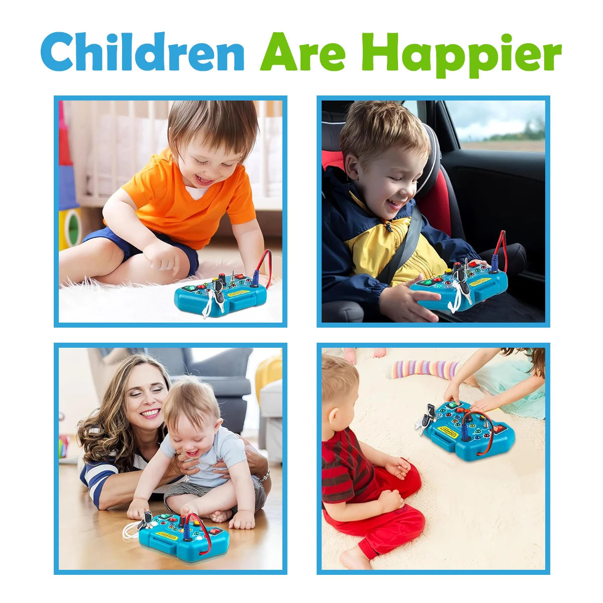 8-in-1 Montessori Busy Board Toy, Ages 3+, Multiple LED Light Switches, Non-toxic