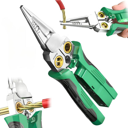 8-in-1 Multi-Functional Wire Stripping Pliers with Electrical Tester, Winding & Split Hole Design, Made from Durable Stainless Steel