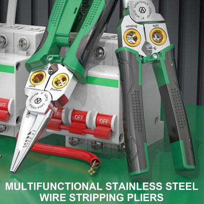 8-in-1 Multi-Functional Wire Stripping Pliers with Electrical Tester, Winding & Split Hole Design, Made from Durable Stainless Steel