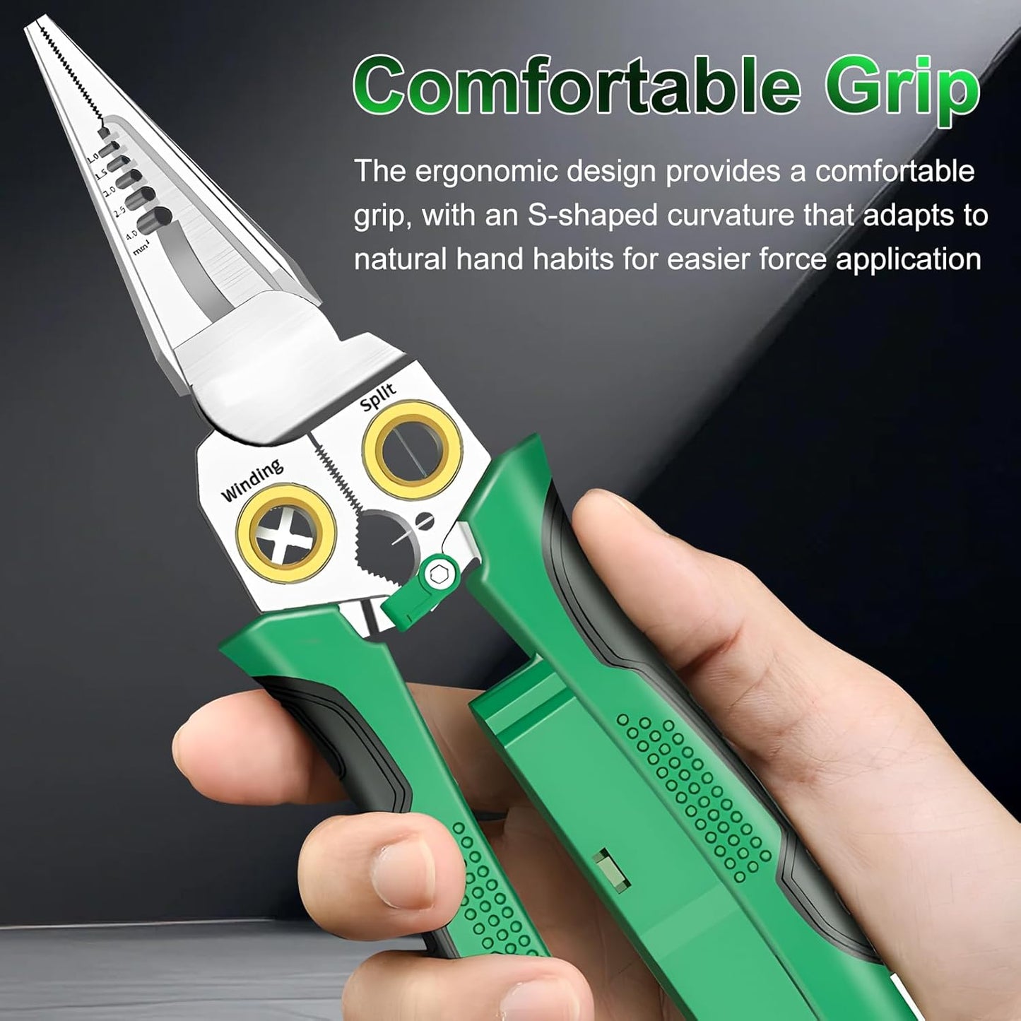 8-in-1 Multi-Functional Wire Stripping Pliers with Electrical Tester, Winding & Split Hole Design, Made from Durable Stainless Steel
