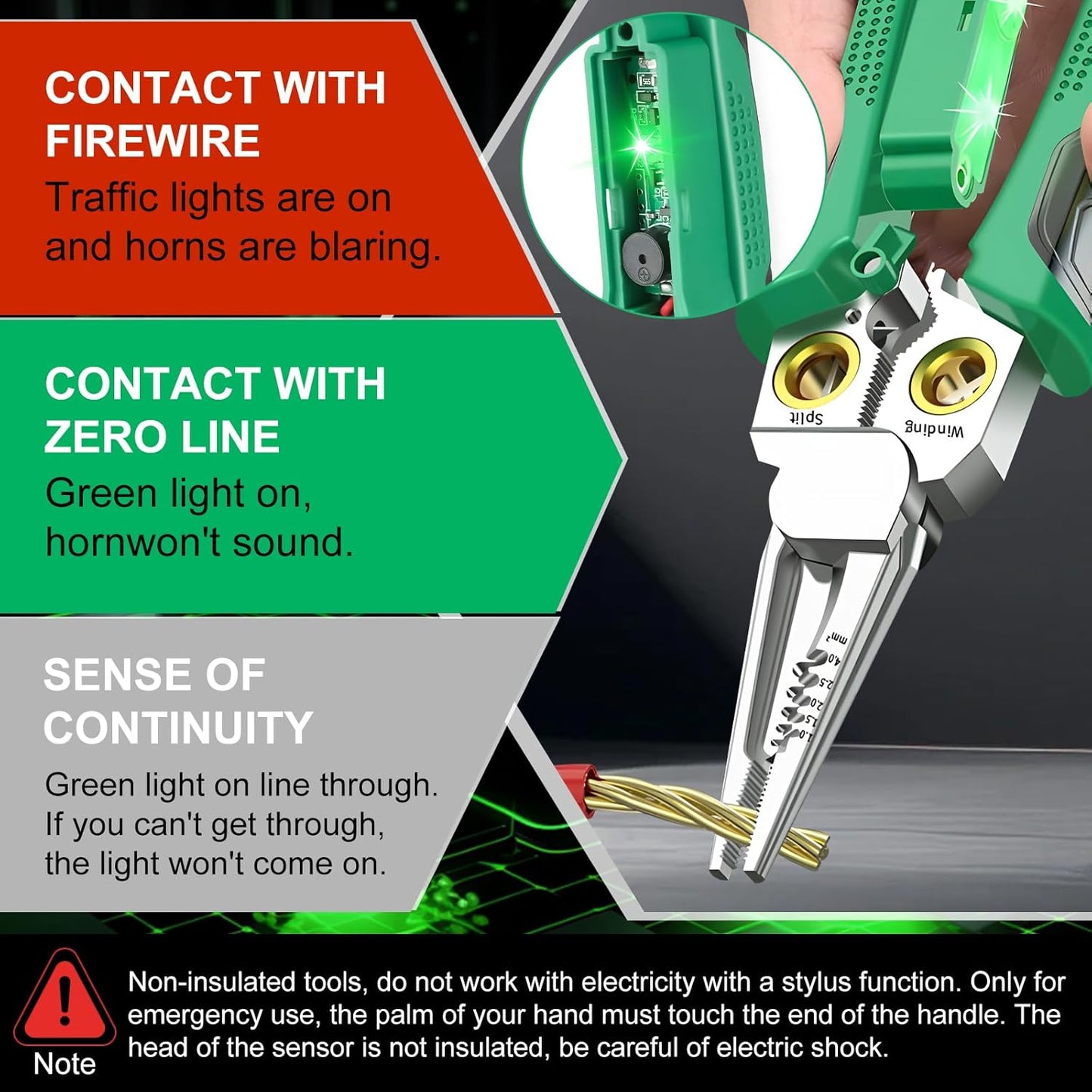 8-in-1 Multi-Functional Wire Stripping Pliers with Electrical Tester, Winding & Split Hole Design, Made from Durable Stainless Steel