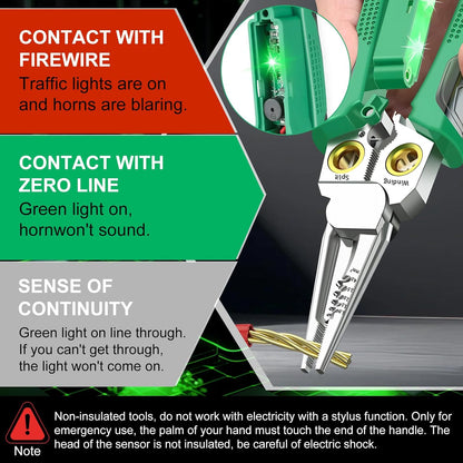 8-in-1 Multi-Functional Wire Stripping Pliers with Electrical Tester, Winding & Split Hole Design, Made from Durable Stainless Steel