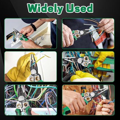 8-in-1 Multi-Functional Wire Stripping Pliers with Electrical Tester, Winding & Split Hole Design, Made from Durable Stainless Steel
