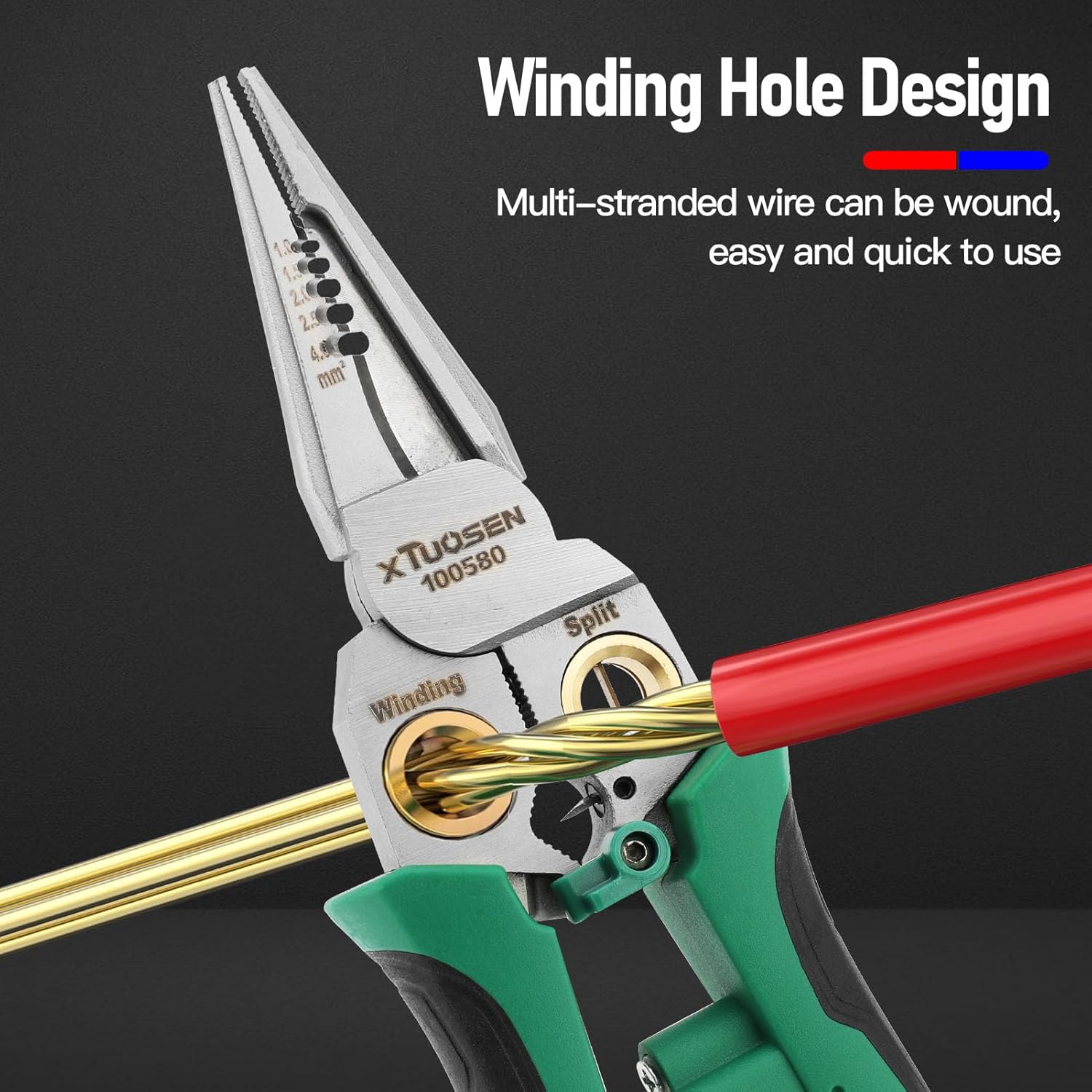 8-in-1 Multi-Functional Wire Stripping Pliers with Electrical Tester, Winding & Split Hole Design, Made from Durable Stainless Steel