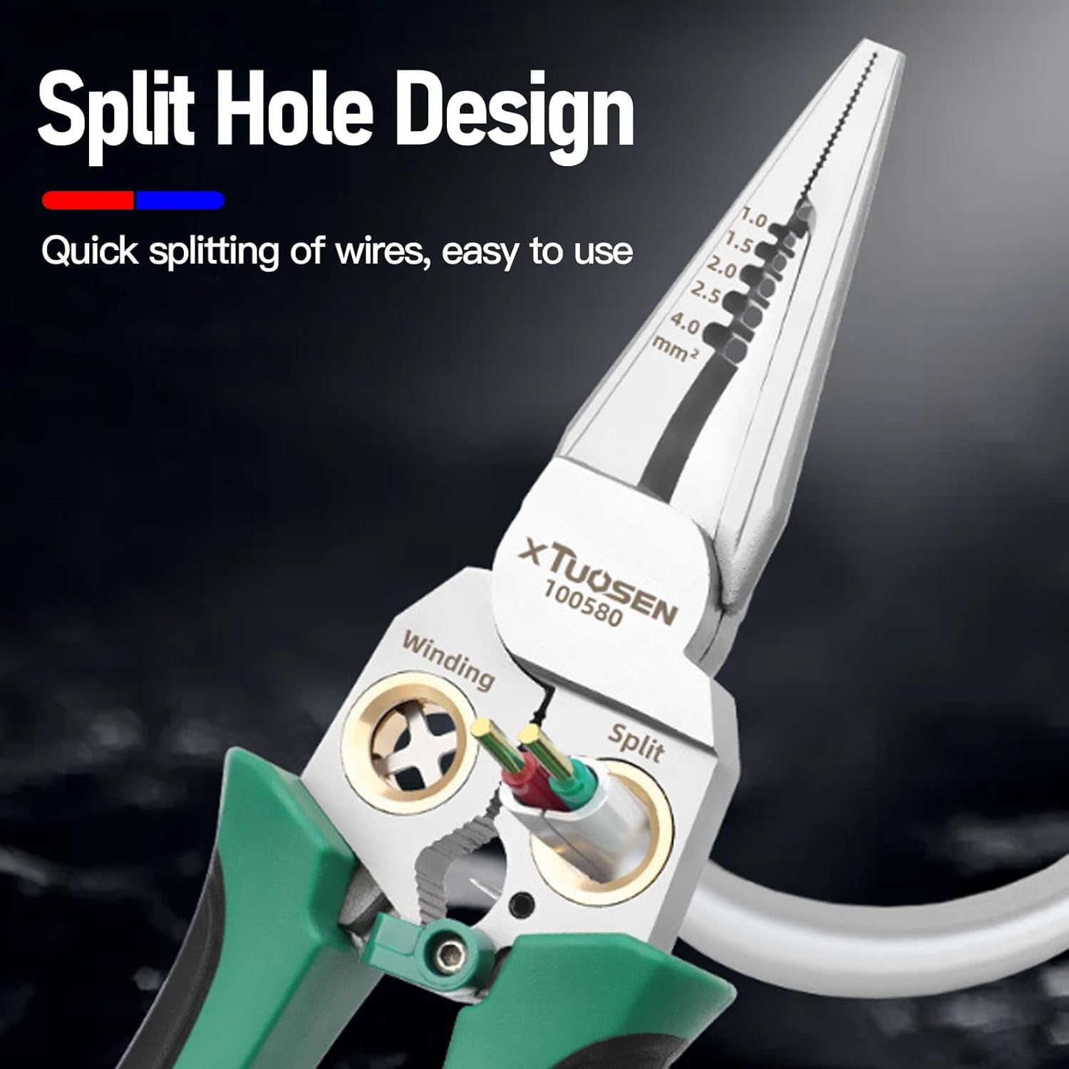 8-in-1 Multi-Functional Wire Stripping Pliers with Electrical Tester, Winding & Split Hole Design, Made from Durable Stainless Steel