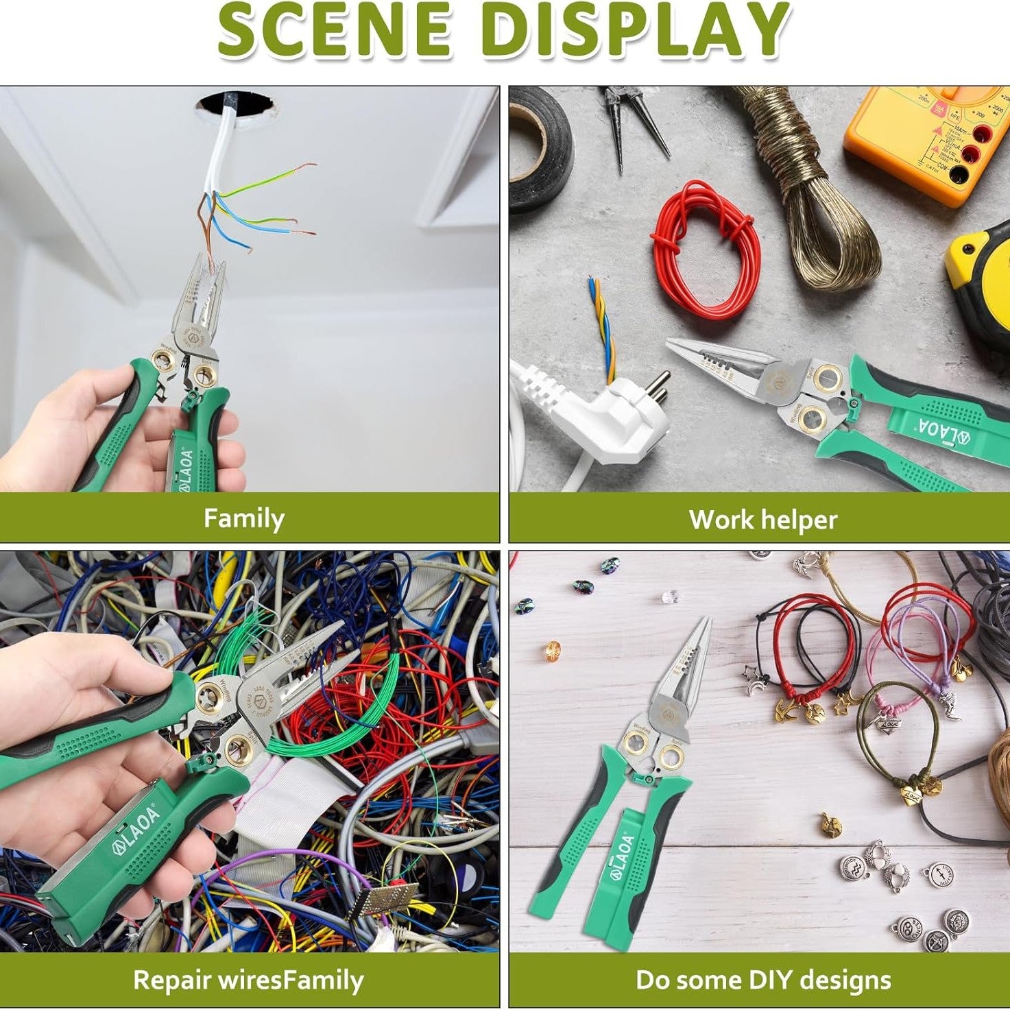 8-in-1 Multi-Functional Wire Stripping Pliers with Electrical Tester, Winding & Split Hole Design, Made from Durable Stainless Steel