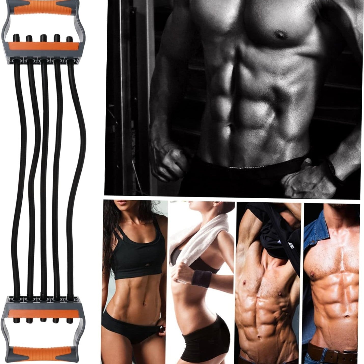 Adjustable Chest Expander 5 Ropes Resistance with Non-Slip Comfortable Handles, Portable & Lightweight Design